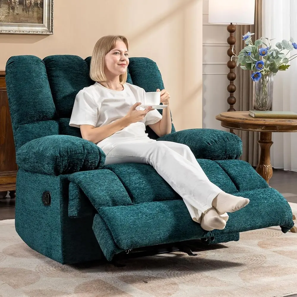 

Oversized Rocker Recliner Chair, Rocking Recliners Overstued Sot Big Man Manual Recliner, Extra Large Living Room Chair 350 LBS
