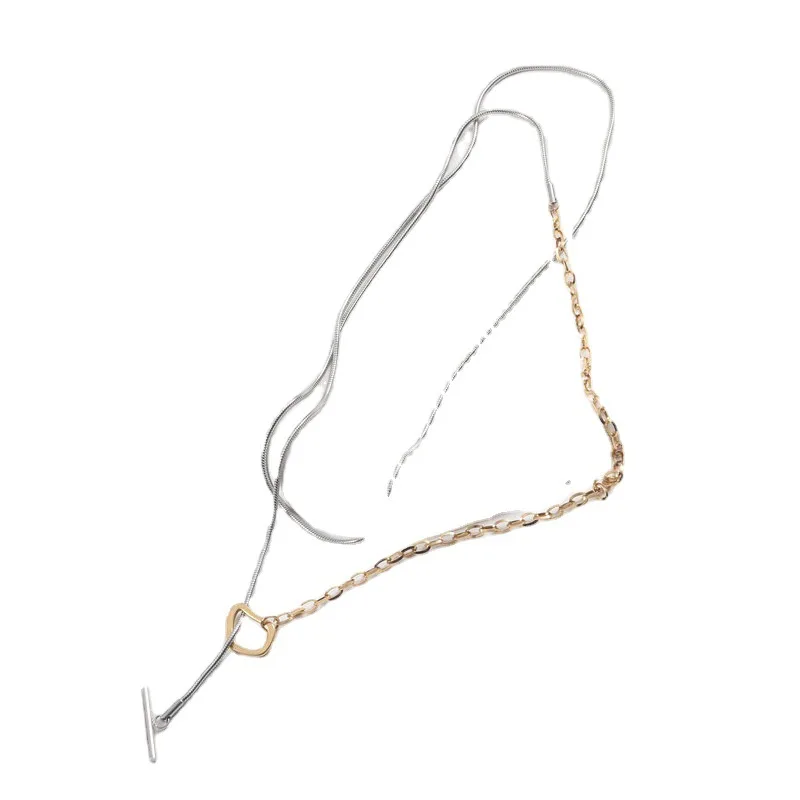 Two-color Patchwork Necklace for Women Stainless Steel Neckalce Waterproof Non Tarnish Jewelry