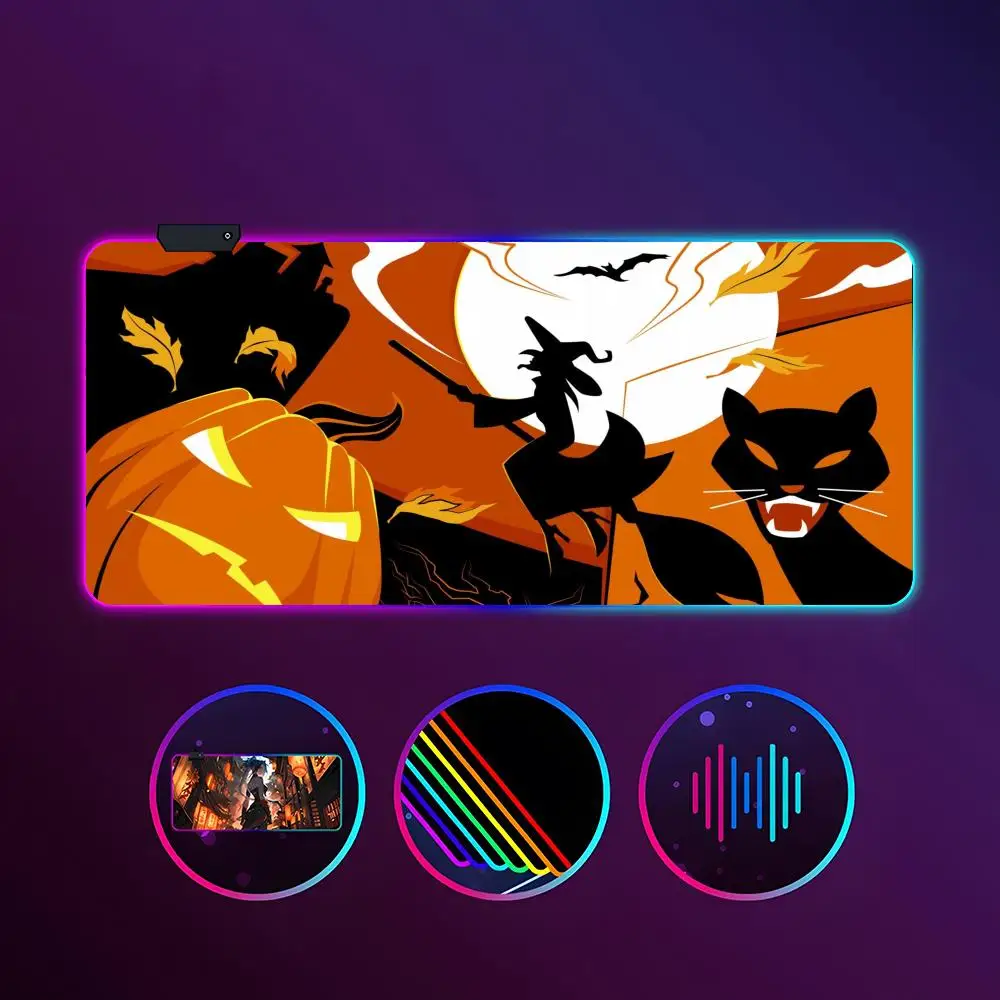 Happy Halloween horror Mouse Pad RGB luminous 1000X500mm large table mat non-slip extra large game office mouse pad