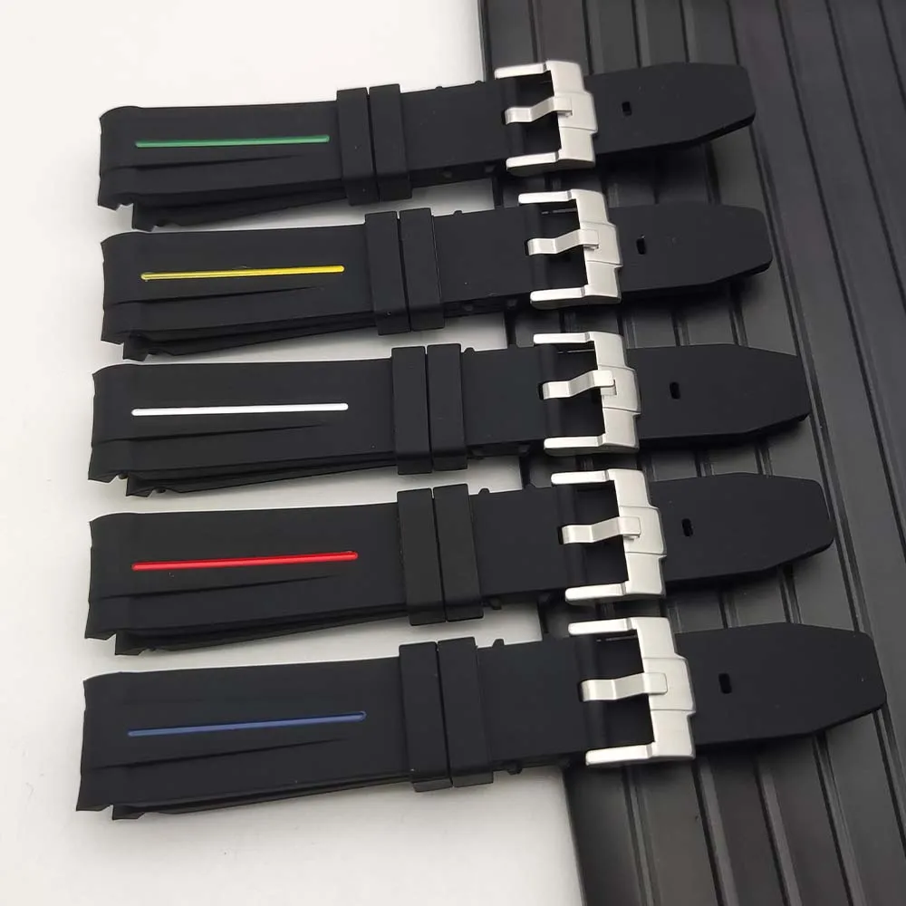 남녀공용 고무 스트랩, 20mm 컴포트 스포츠 방수 교체 스트랩, 자동 기계식 스트랩 교체