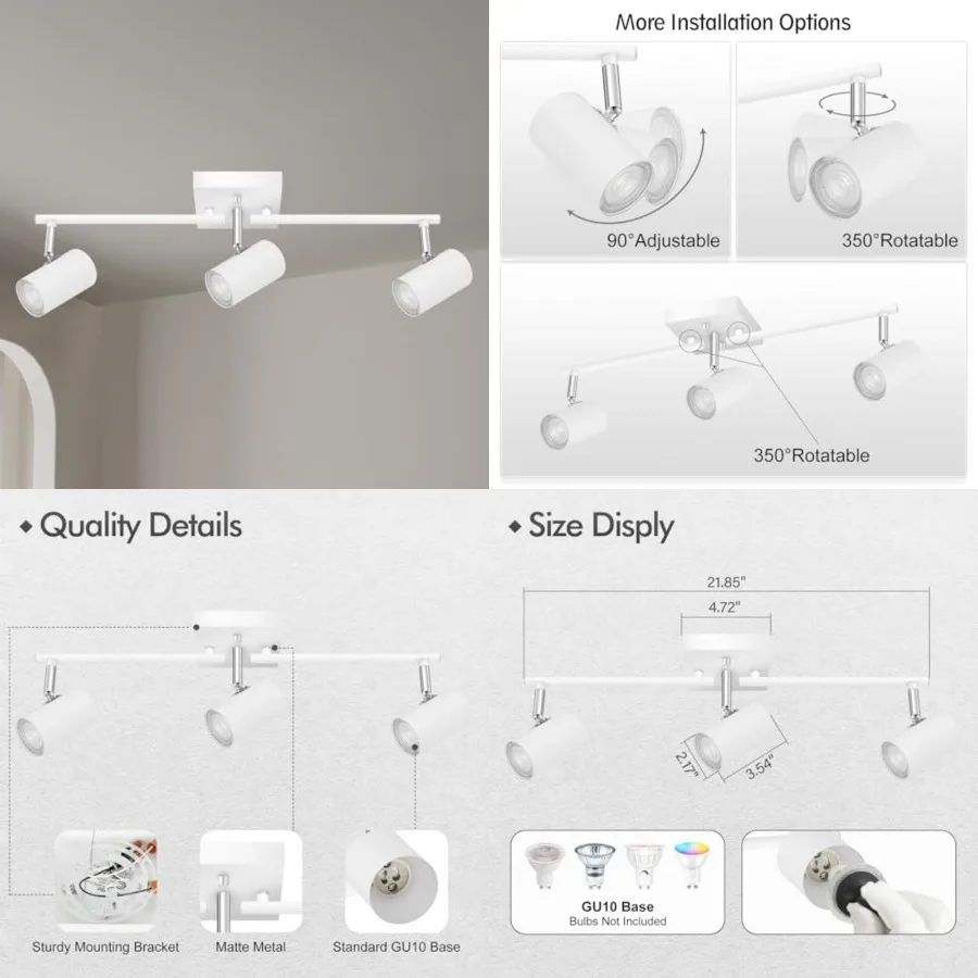 

Fixtures Ceiling, Kitchen Lighting Fixtures Ceiling, Track Lights Ceiling, Rotatable Light Heads, Modern Track Lights for Livin
