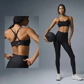 AL 피트니스 스쿠프 넥 에어 리프트 음모 브래지어 여성 속옷 오픈 백 스포츠 요가 브래지어는 섹시한 브래지어를 밀어 체육관 러닝 자르기 탑