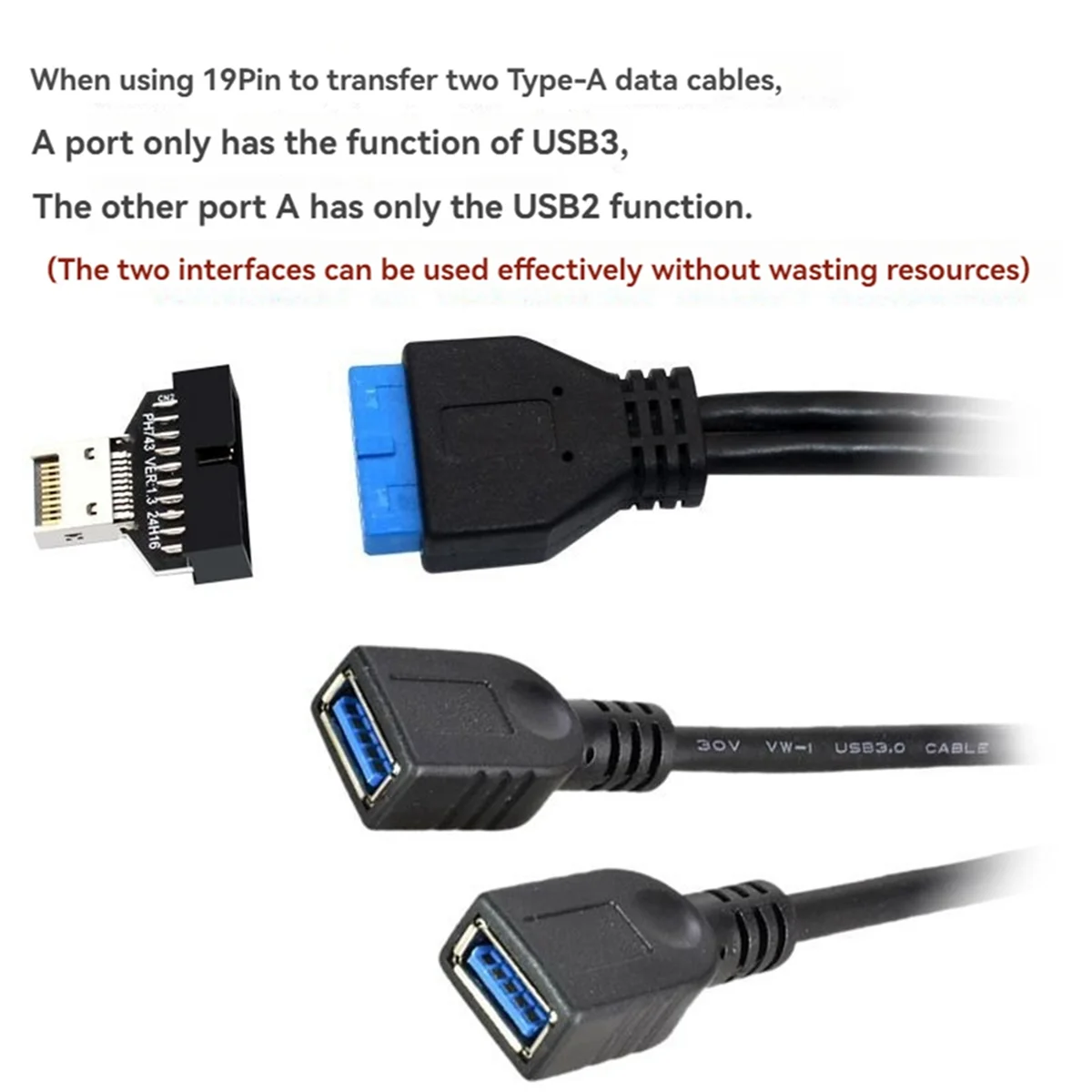 Y02AUSB3.2 Type-E 20Pin to USB 19P Chassis Front USB Type A Type C Extension Adapter for Desktop Motherboard