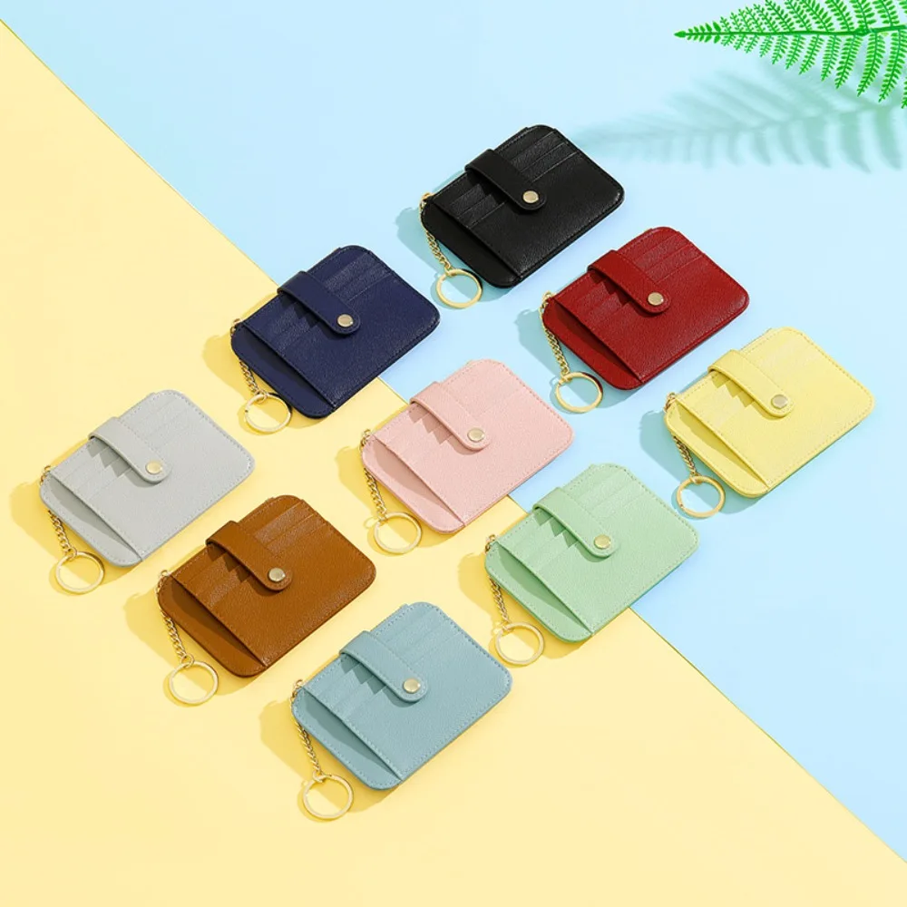 

Portable Cash Wallet Hangging Card Bag PU Leather Multifunction Pocket Purse Short Colorful Card Holder Male/Famale