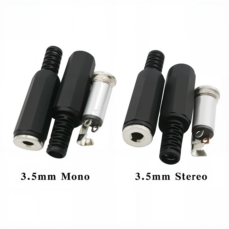 5Pcs 3.5mm Audio Female Jack Mono / Stereo Connector for Headset Mic 3.5mm Male Plug