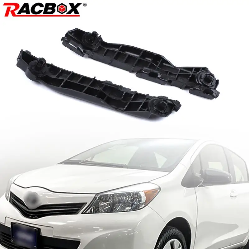 2Pcs Car Front Bumper Bracket Set for Toyota Yaris CE LE RS Base S 1.5L 2007-2011 L&R Replacement 5253552060 5253652050 Black