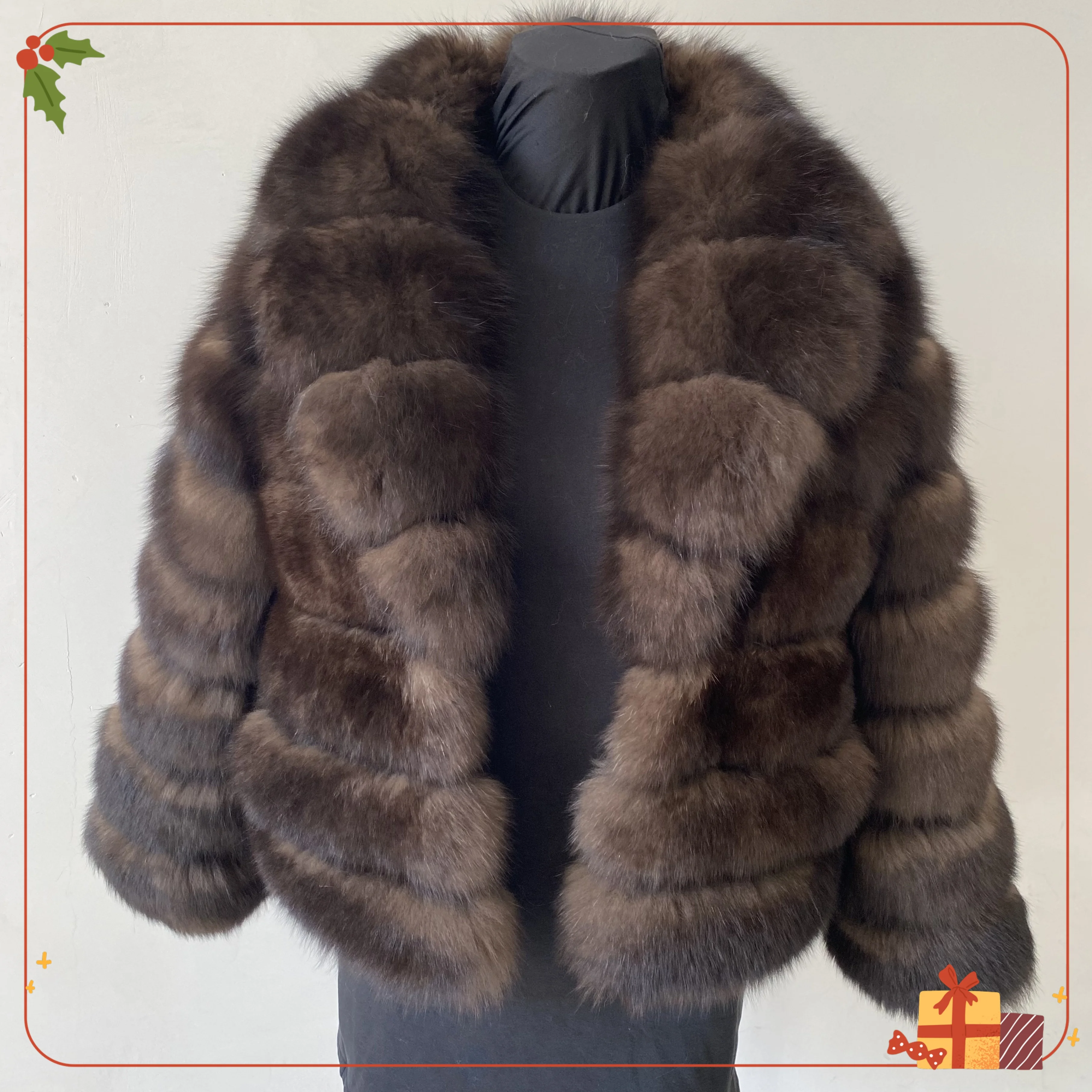 

Lady's natural fur coat with a lapel fur coat