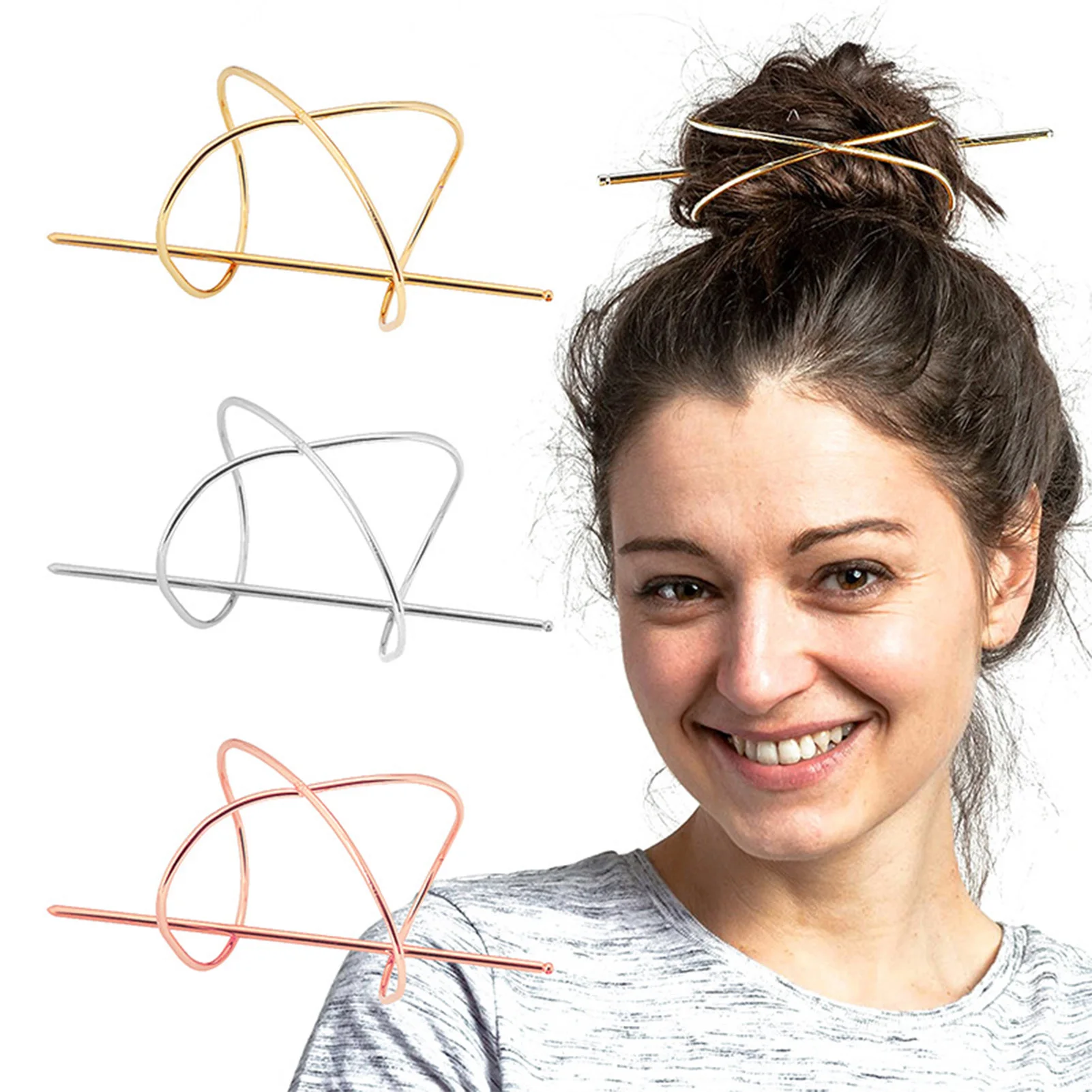 

Simple Metal Hair Bun Holder Hair Pins Ponytail Holder Hair Sticks for Women Girls Fashion Daily Hair Accessories