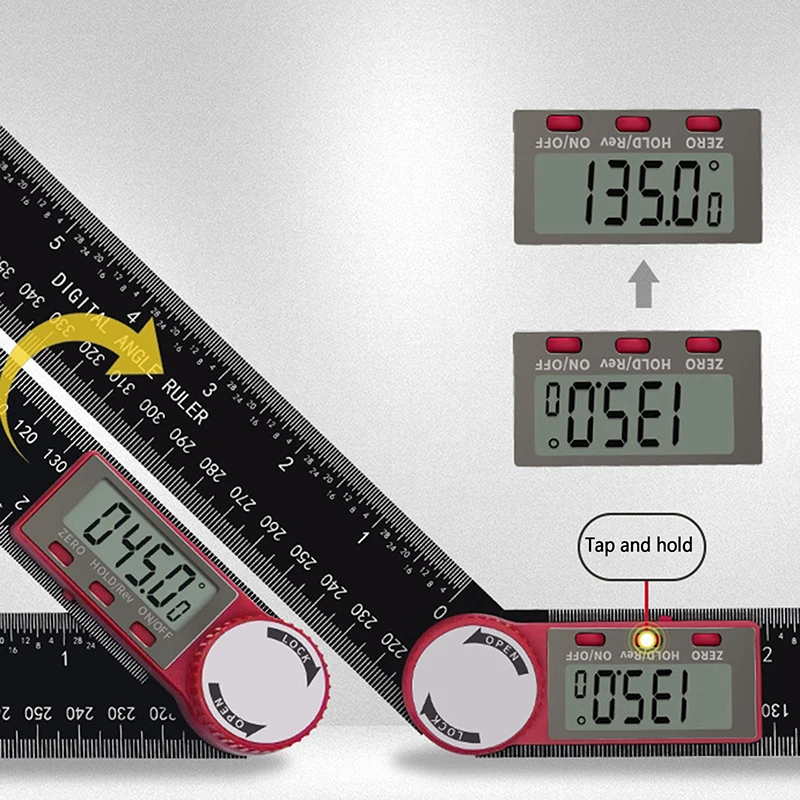 Digital Protractor Digital Angle Ruler Metric Goniometer 360 Degree Stainless Steel Right Angle Protractor Measuring Tool 200mm