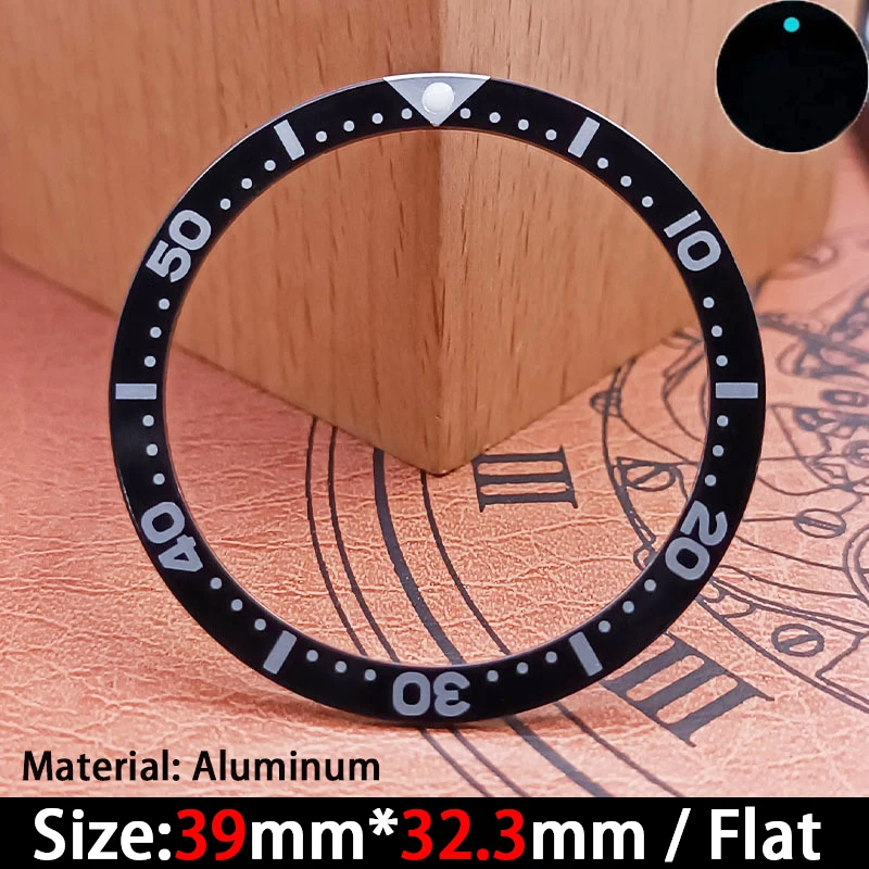 Accesorio de bisel de reloj de 39*32,3 mm: el bisel plano de aluminio es adecuado para reemplazar y reparar bisel de 39 mm.