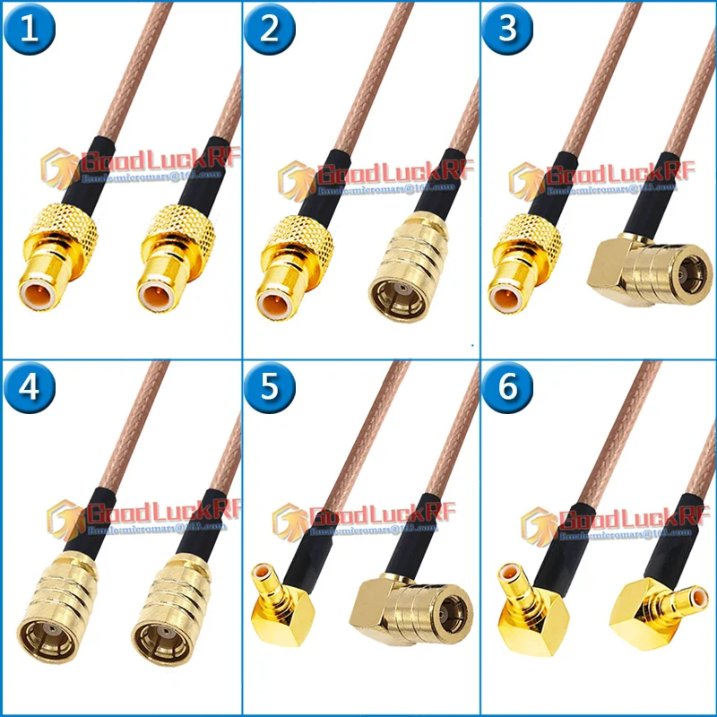 SMB Male to SMB Female Right Angle 90 Degree 50ohm Copper Pigtail Jumper RG316 Extend Cable Low Loss RF Connector Adapter