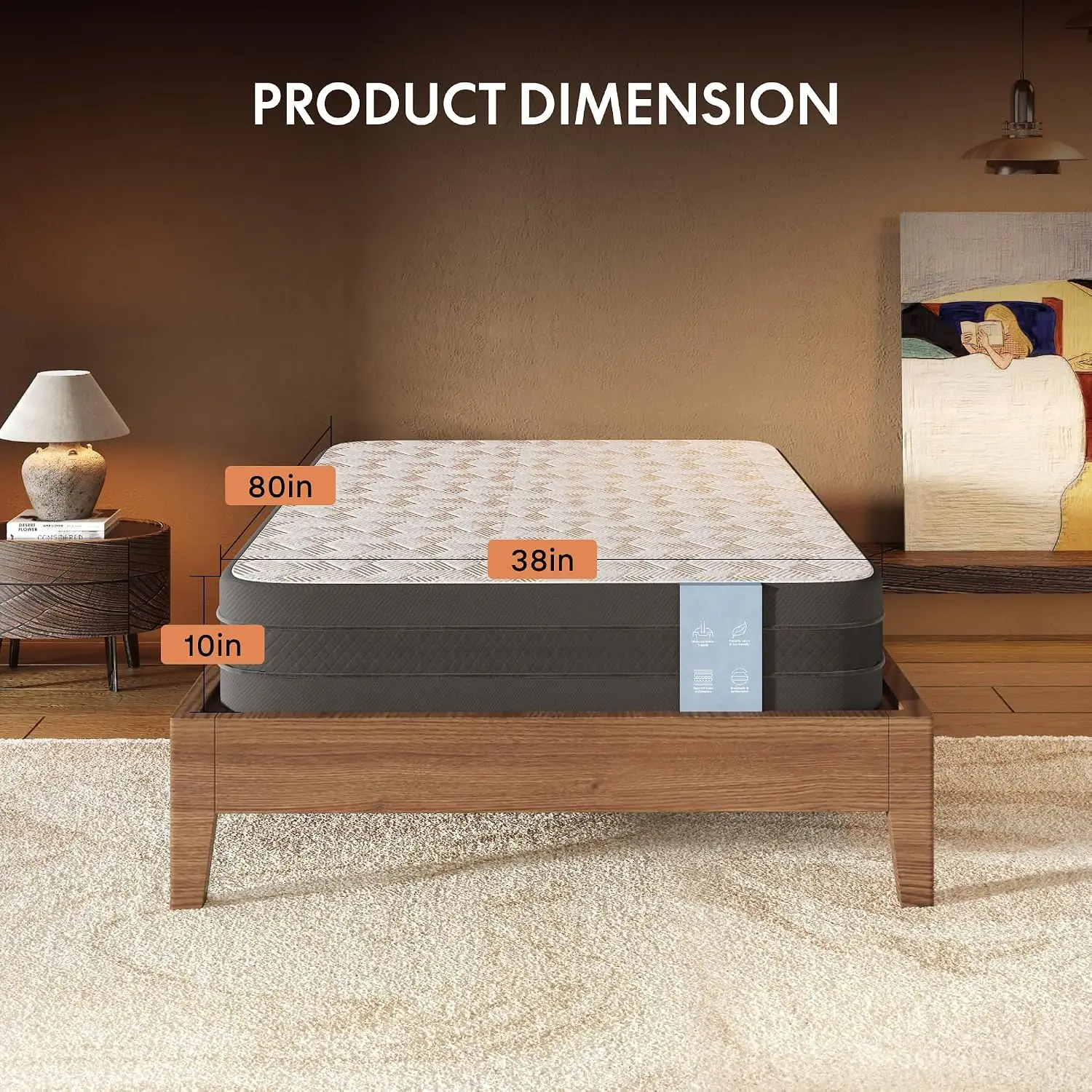 Adjustable Bed Base & 10in Gel Memory Foam Mattress Twin XL, Customized view 3