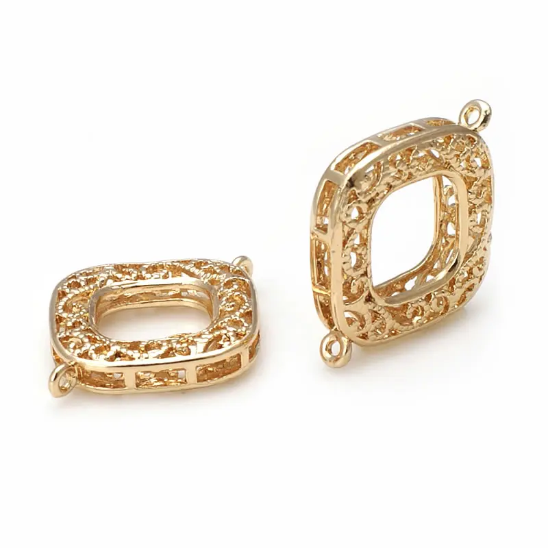 6 pz 20x26MM 18K oro colore ottone quadrato collegare Charms di alta qualità gioielli fai da te che fanno collana orecchini accessori per le donne