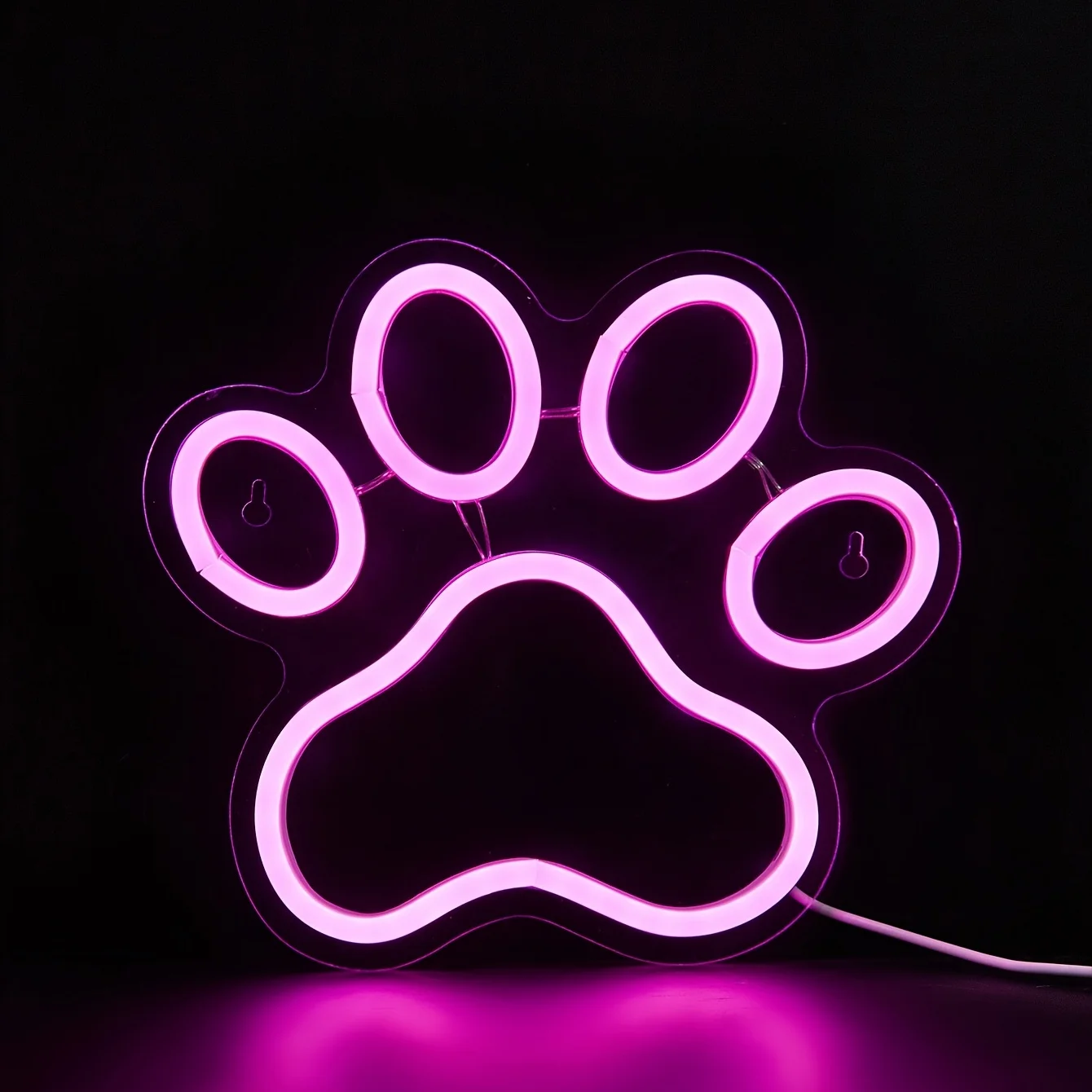 USB-Powered Dog Paw Neon Light: Wall Hanging, Ideal for Bedroom & Parties, Adds Cozy, Stylish Ambiance for Pet Lovers