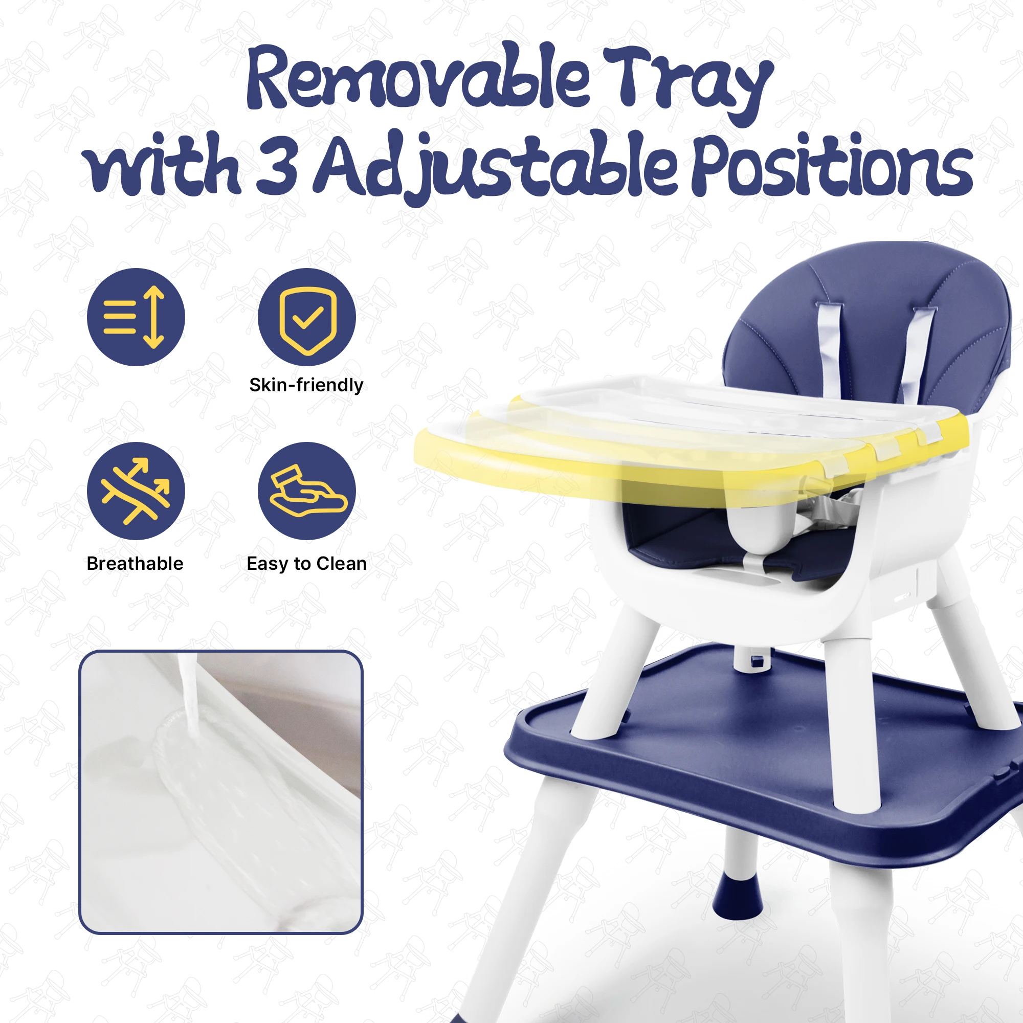 Convertible 5-in-1 High Chair for Babies And Toddlers - Building Block Table Kids Learning Desk & Chair Set with Easy Clean Cushion And Removable Tray 5-Point Harness - view 7