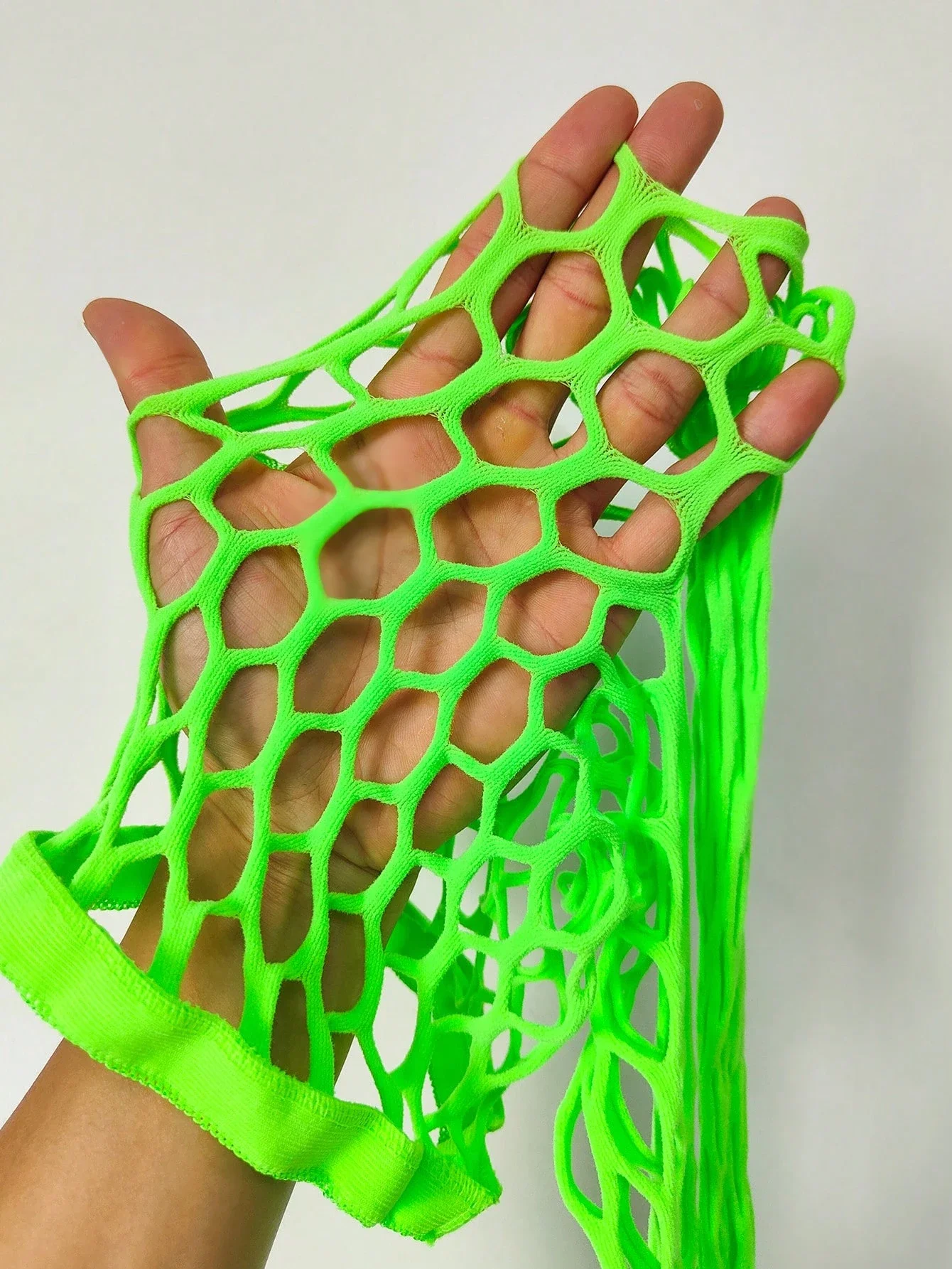 

Fluorescent Green Mesh Open Back Top And Long Pants Set For Women Summer Beach