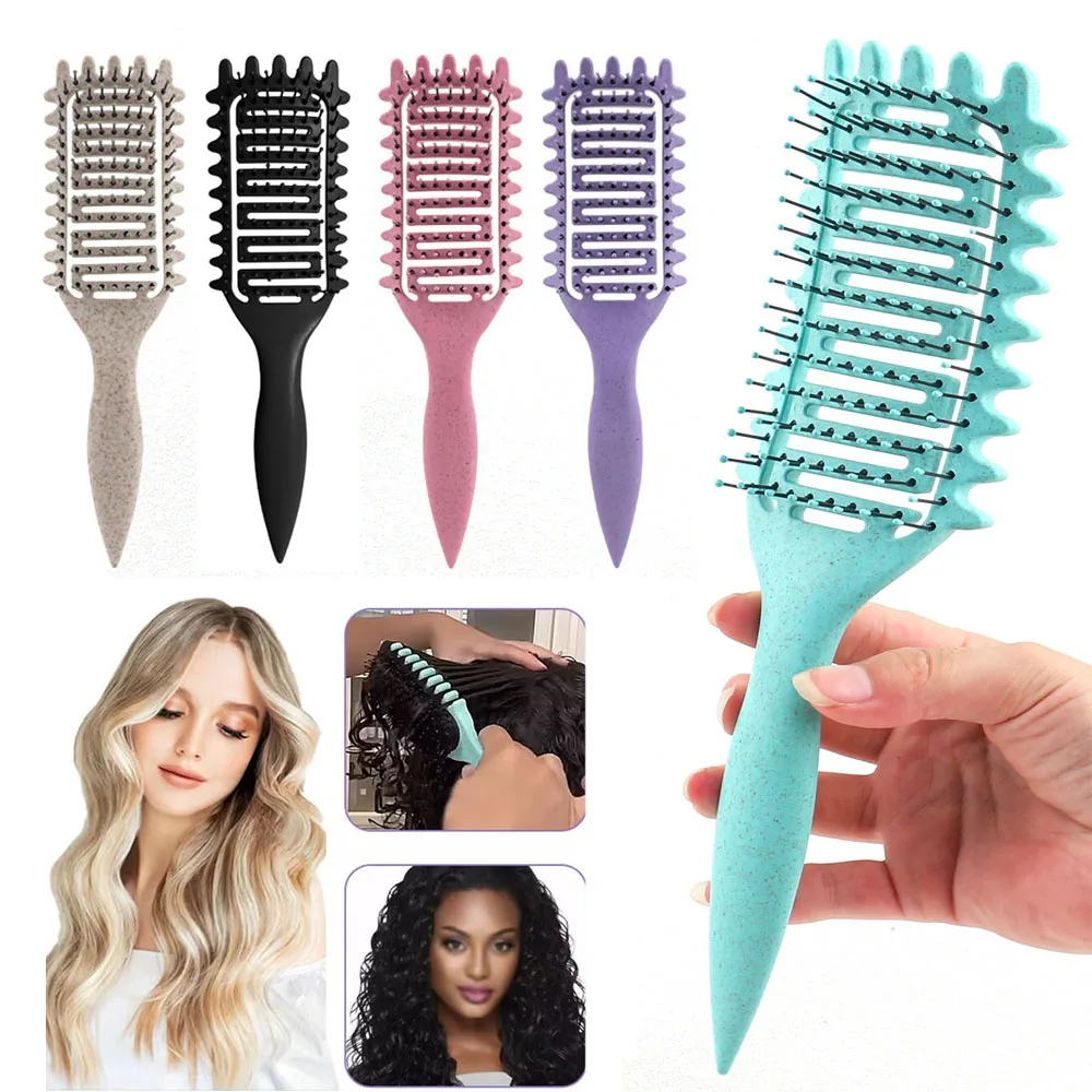 Curl Define Styling Brush Hollow Out Detangling Hair Brush Tangled Wet Curly Hair Comb Shaping Curls Barber Hairdressing Tools ﻿