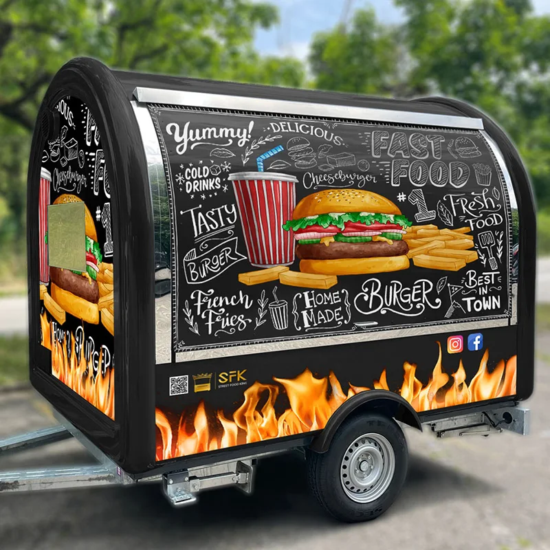 

yu-Customizable Mobile Food Trailer Full Kitchen Food Truck for Outdoor BBQ Corn Ice Cream Hot Dogs Snacks&