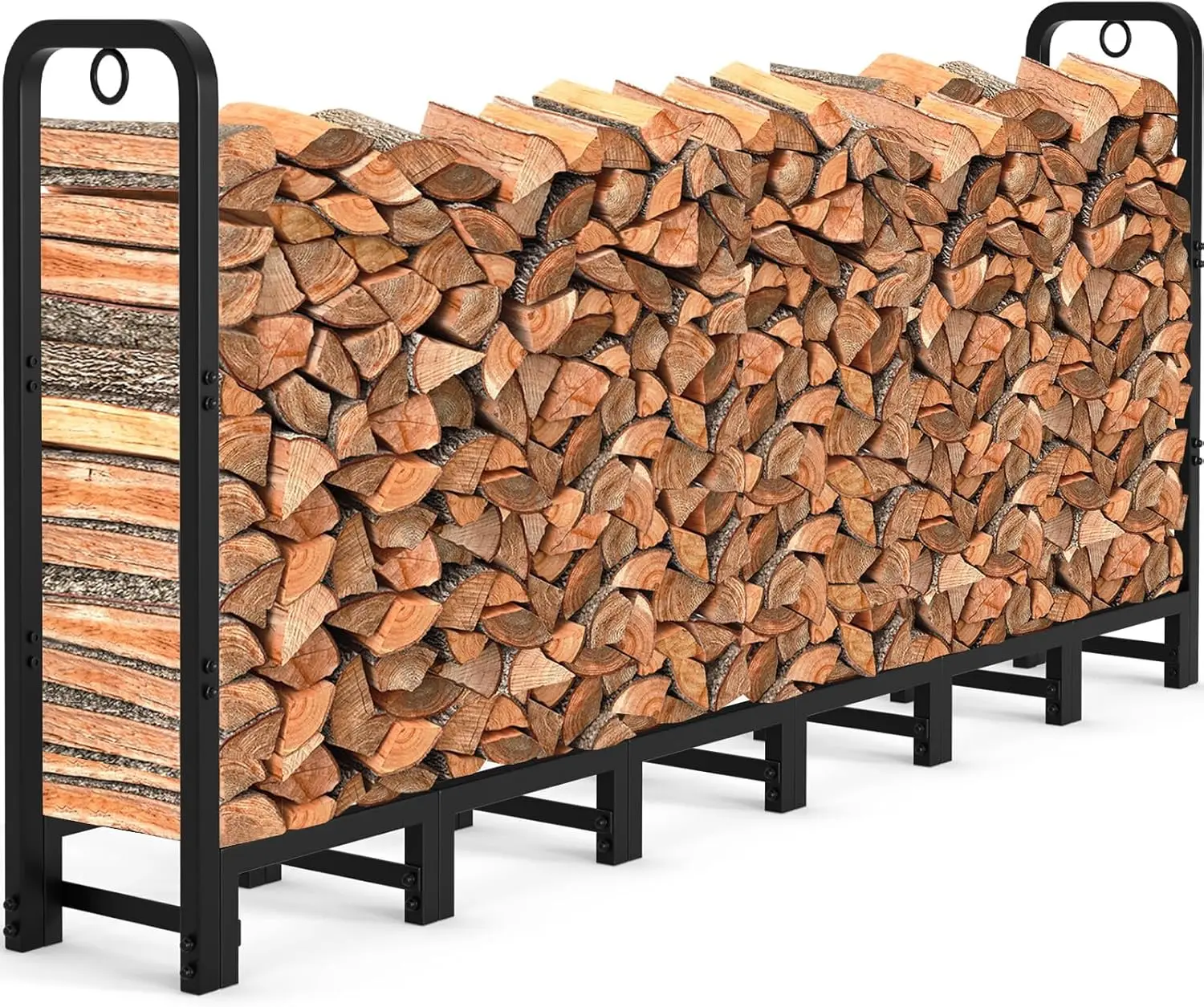 

8ft Firewood Log Rack Outdoor Indoor Log Holder Fireplace Heavy Duty Wood Holder Stacker Patio Pit Storage Steel Tubular Pile