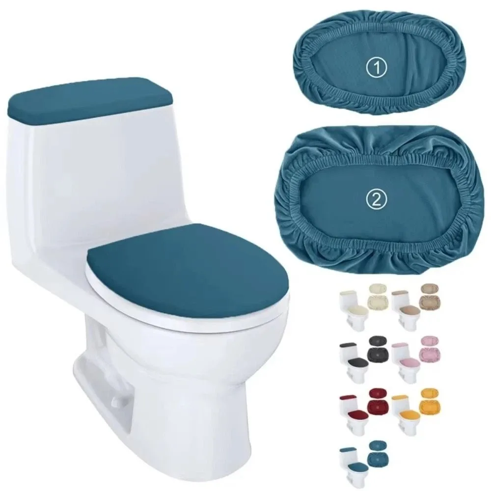 2Pcs/Set Solid Color Toilet Seat Cover Soft Touch Split Toilet Lid Cover Dustproof Universal WC Cover Protective Sleeves