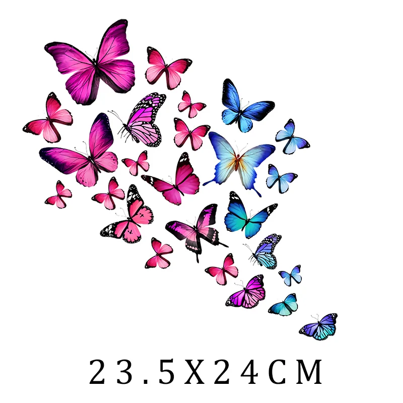 Beautiful Butterfly Thermal Sticker On T-shirt DIY Washable Iron On Hoodies Funny Design On Clothes Patches Appliqued Decoration