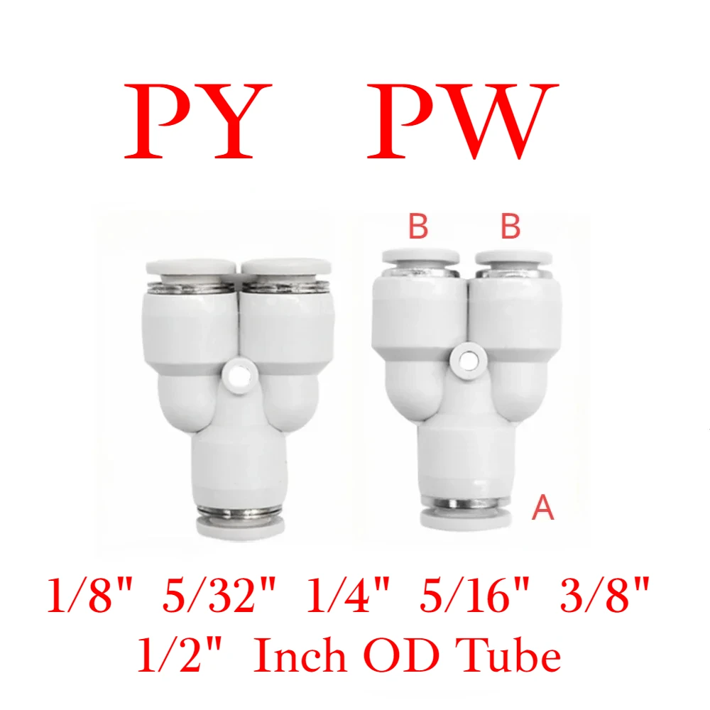 

10PCS PY PW Fit 1/8" 5/32" 1/4" 5/16" 3/8" 1/2" Inch OD Tube Equal Reducer Pneumatic Push To Connect Quick Release Air Fittings