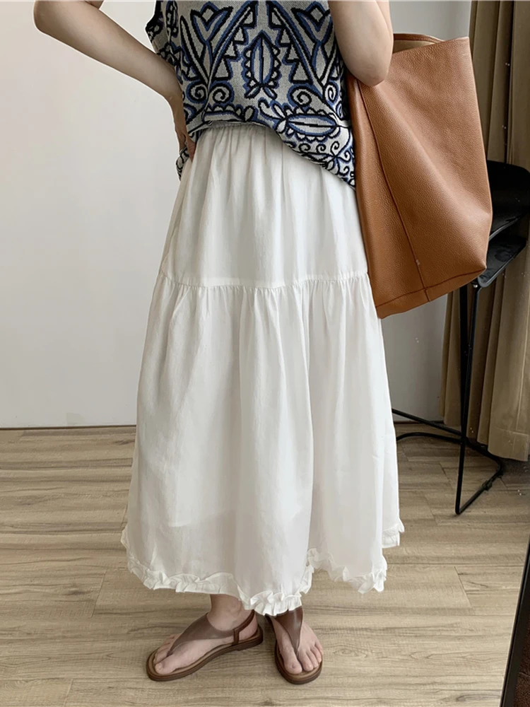 

ZRXIYY Японская белая юбка А-силуэта с завышенной талией для женщин, корейский стиль, летняя новинка, для офиса и повседневной носки