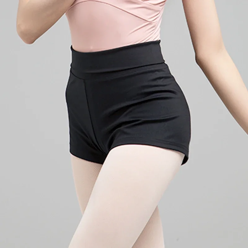 Women's Black High-Waisted Ballet Dance Shorts Professional Lady Leggings Nylon Sports Yoga Boxer Pants for Dancing