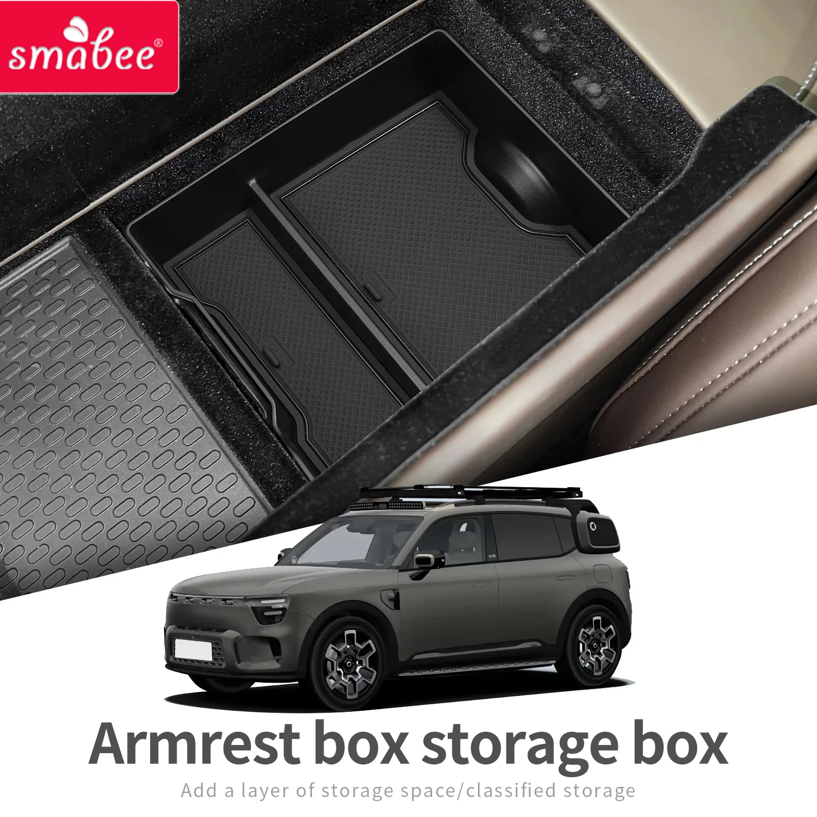 Smabee for Smart #5 Smart5 2024 Car Center Console Armrest Insert  Console Organizer Tray Interior Accessories Black