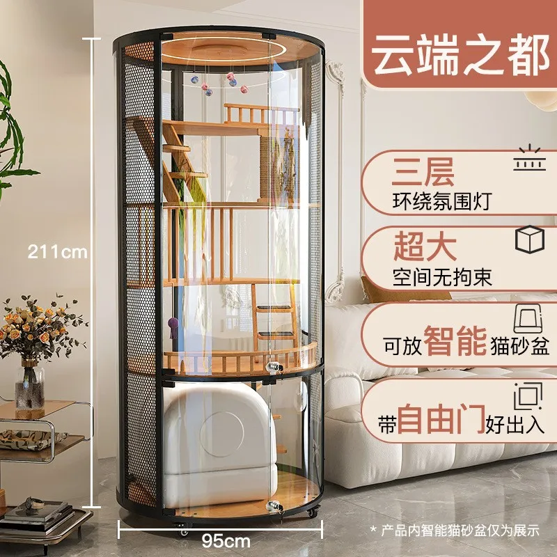 Cat villa indoor cat cage panoramic large nest four seasons universal  cabinet solid wood cat house