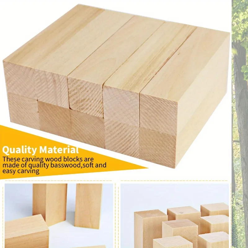 10pcs Basswood Carving Blocks Wood Whittling Blocks For Carving And Whittling, Beginner To Expert