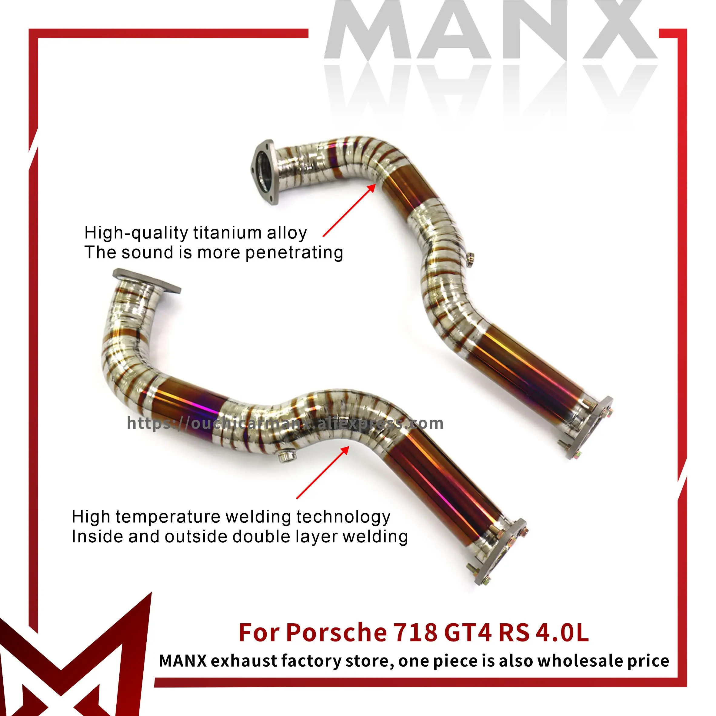 

MANX Downpipe for Porsche 718 GT4 RS 4.0L High Flow Performance Exhaust System Titanium Alloy Racing Pipe