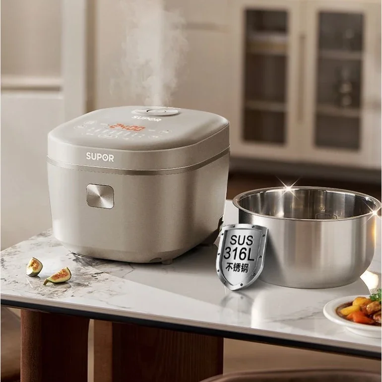 316L Stainless Steel 0 Coating Rice Cooker 4L Household Smart Electric Cooker New Model for 3-4 People