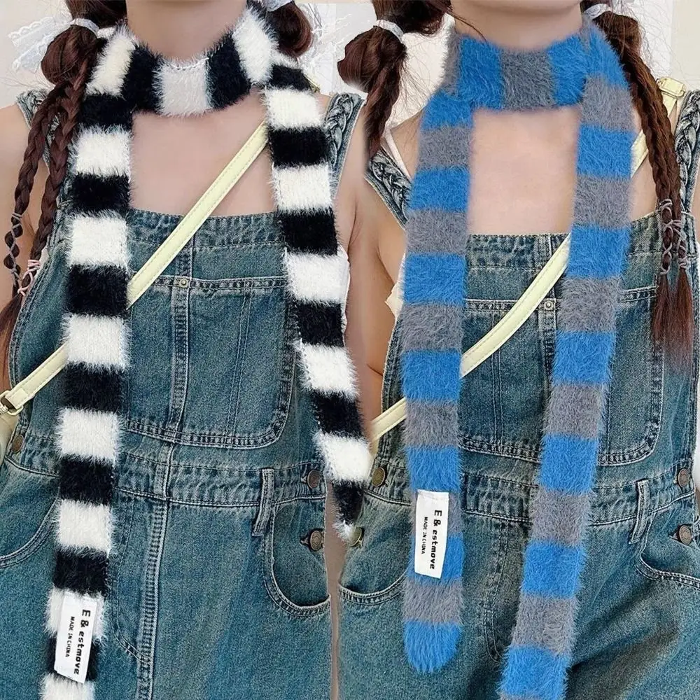 

Knitted Y2K Girl Stripe Scarf Warm Neck Slim Women Long Scarves Fashion Streetwear Neck Scarves Decorative Neckerchief