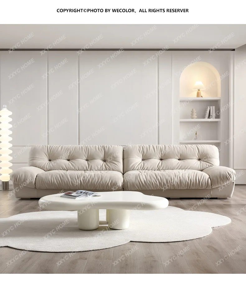 

Диван HSofa Cream Wind для гостиной, компактный, из матового флиса, прямой