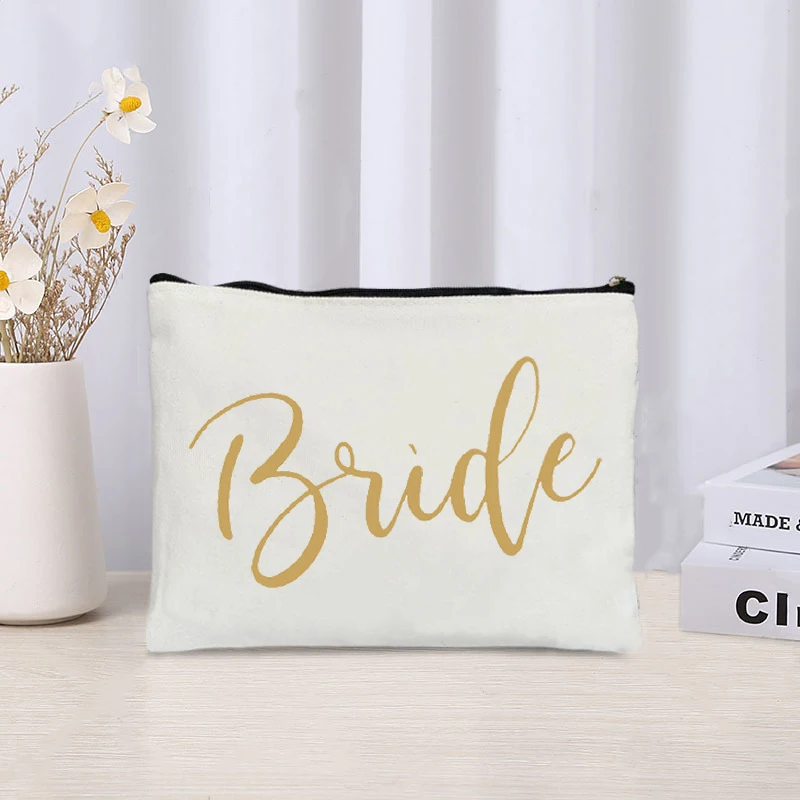 Team Bride Makeup Pouch Wedding Cosmetic Lipstick Storage Bags Propose Gift for Her Bachelorette Party Gift Travel Cosmetics Bag