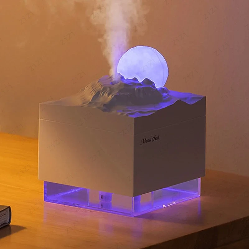 Creative USB Moon Shaped Humidifier Small Night Light Silent Fog Atomization Humidifier Simple Desktop Decoration Humidifier