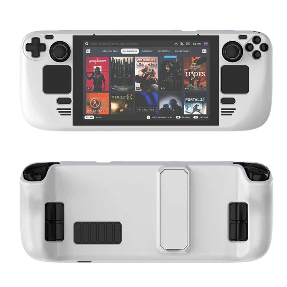 Non-slip Protection Case For Steam Deck Game Console Shockproof Protective Cover Shell with Bracket for Steam Deck Accessories