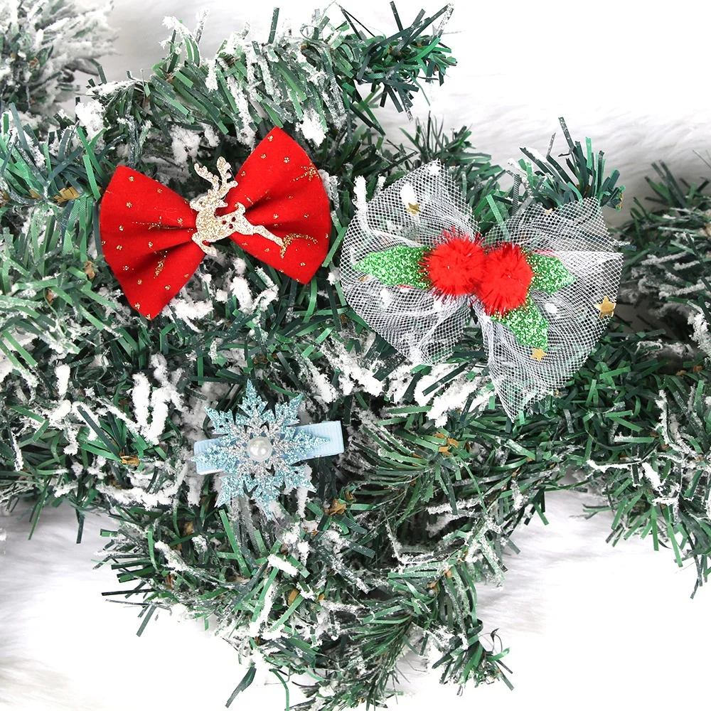 Bell Decoration Hairpin Exquisite Christmas Bow Hair Clips Snowflake Hairpin Festive Elk Garland Hair Accessories For Women