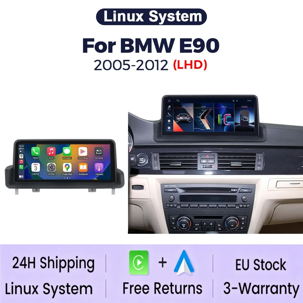 Neues Linux-System 10,25 Zoll Bildschirm Autoradio Stereo Multimedia-Player für BMW E90 E91 E92 E93 mit Maus, kabellosem Carplay, Android Auto Display, WIFI, GPS-Navigation, Airplay, Mirror Link