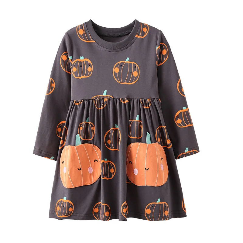 

3-8T Princess Girls Dresses Long Sleeve Halloween Children's Clothes Autumn Spring Party Fashion Kids Frocks