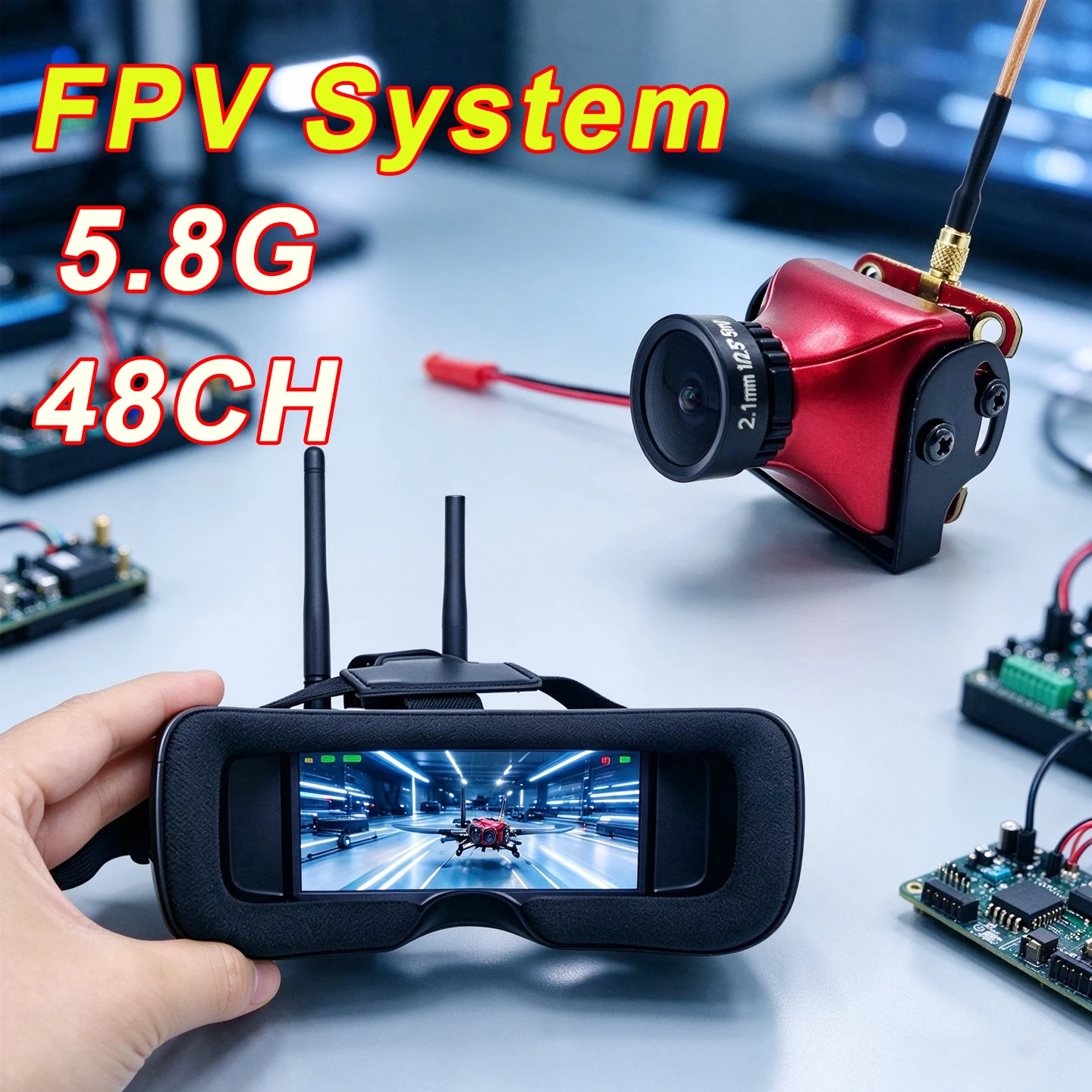 5.8G 48CH Dual Antennas FPV Goggles Monitor and 600mW Adjustable FPV Transmitter Support Smartaudio and coms 1200TVL FPV Camera