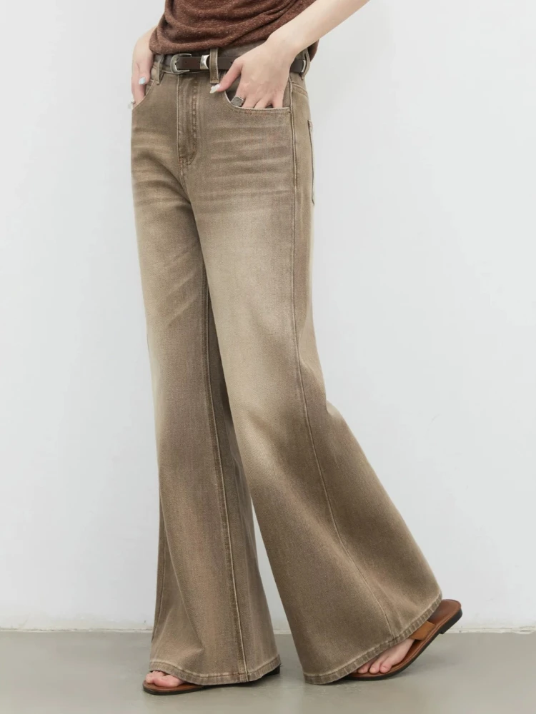 CHIC VEN Fashion Women Jeans New Gradient Wide Leg Denim Pants High Waist Slightly Flared Trousers Spring Autumn 2026