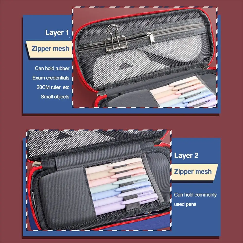 Creative Canvas Pen Bag Large Capacity British Style Stationery Bag Water-proof Pencil Case Gift