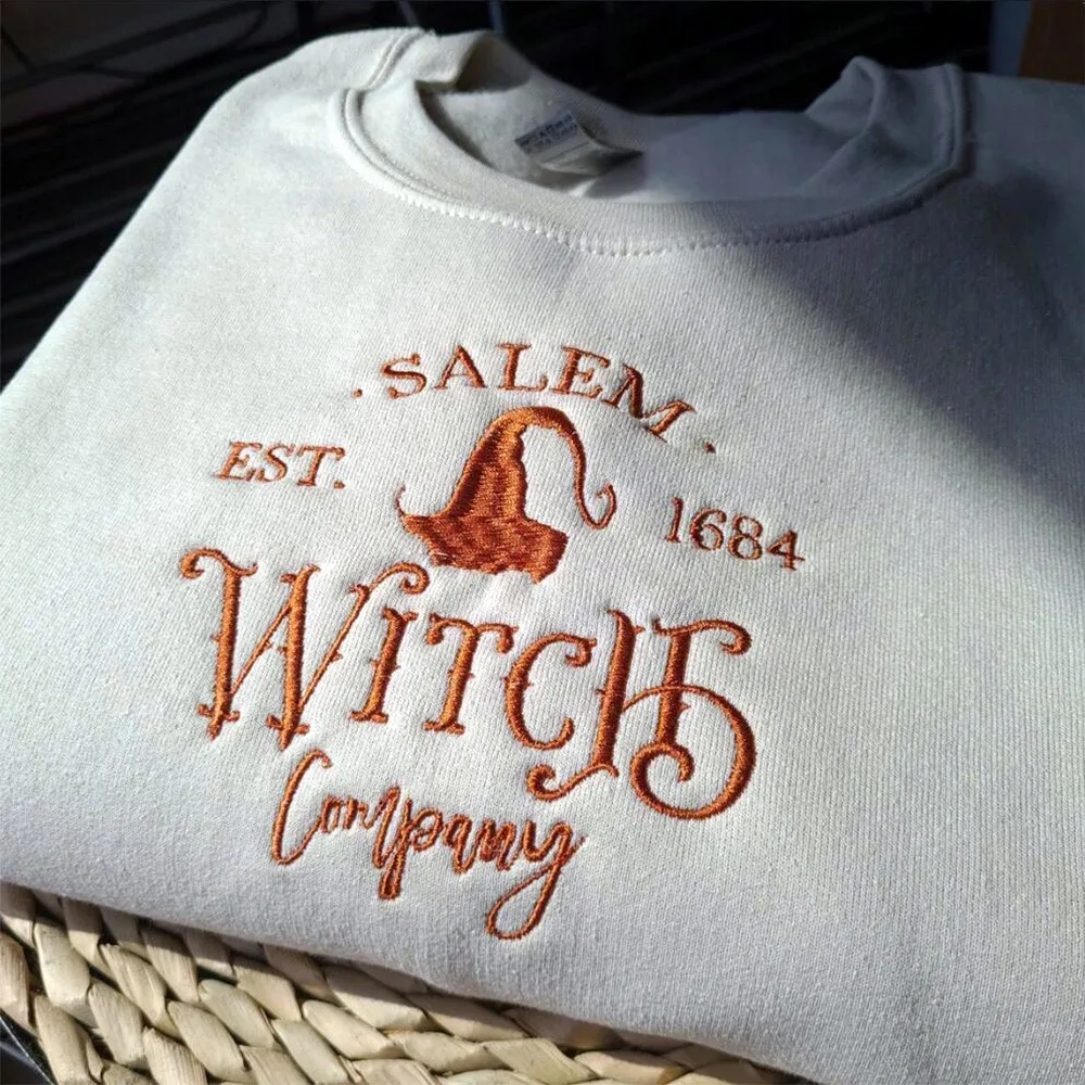 

Salem Witch, винтажный стиль, вышитые толстовки, женский свободный толстый флисовый теплый пуловер, жуткий сезонный джемпер с круглым вырезом