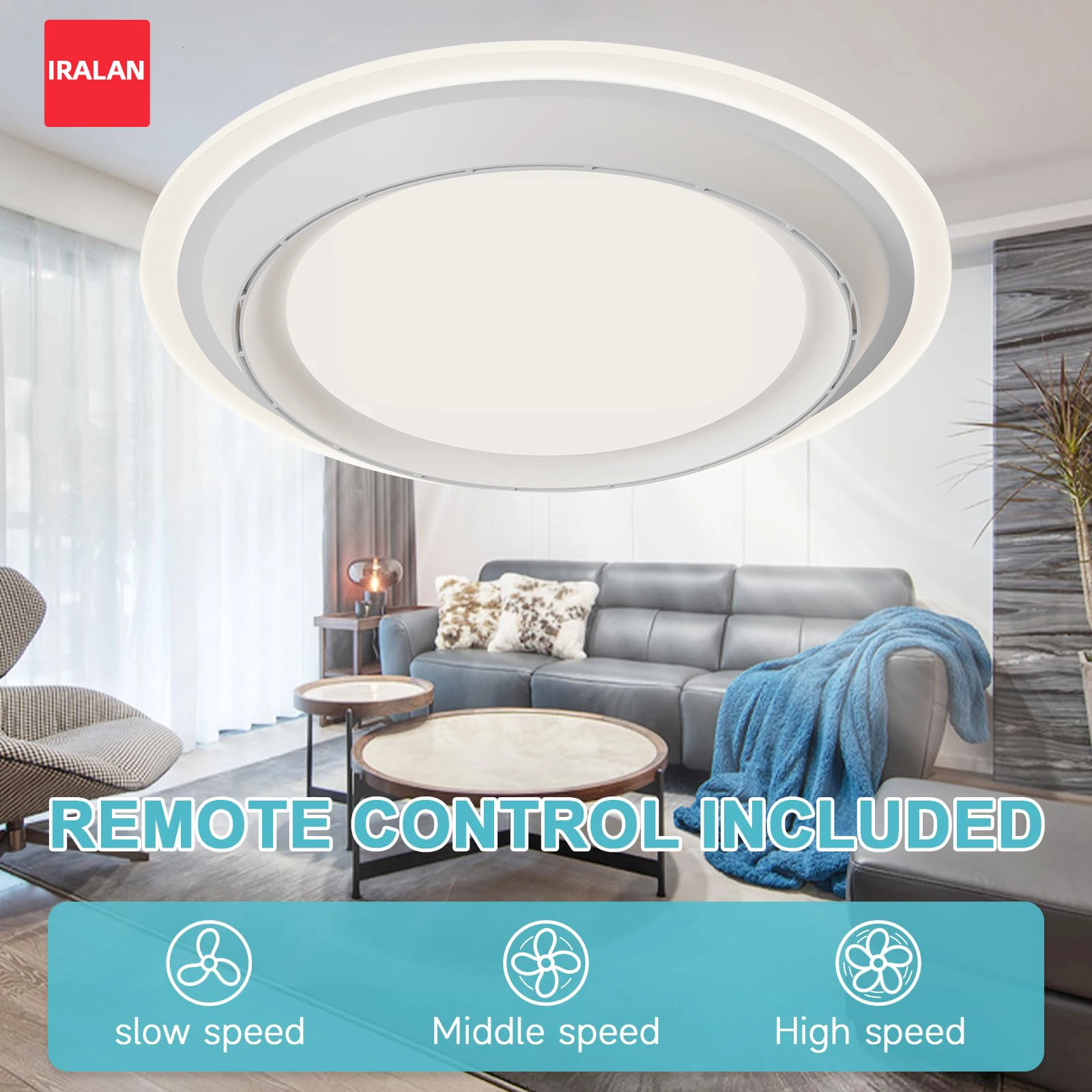 

Modern Intelligence Ceiling Fan with LED Light Hide Blade Remote Control Dimming Ceiling Light Fan Energy Saving for Bedroom Fan