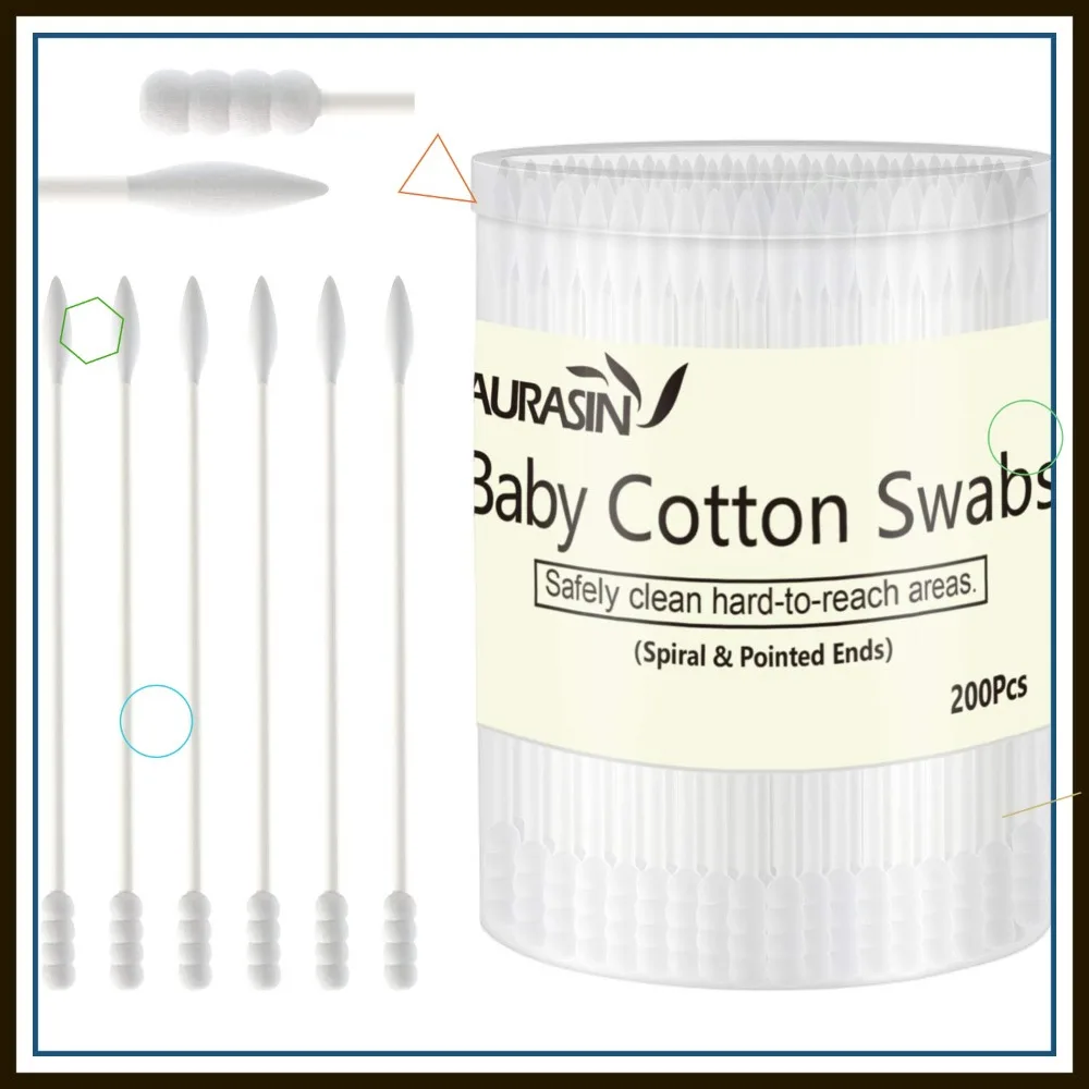 

200Pcs Baby Cotton Swabs, Paper Sticks Cotton Buds for Ear & Nose Cleaning (Spiral & Pointed)