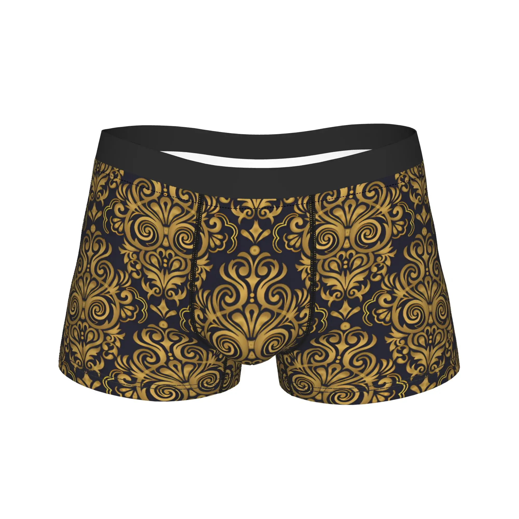 Custom Golden Lion And Damask Ornament Underwear  Customs Boxer Shorts High Quality Men Panties Breathable Boxer Brief Gift Idea