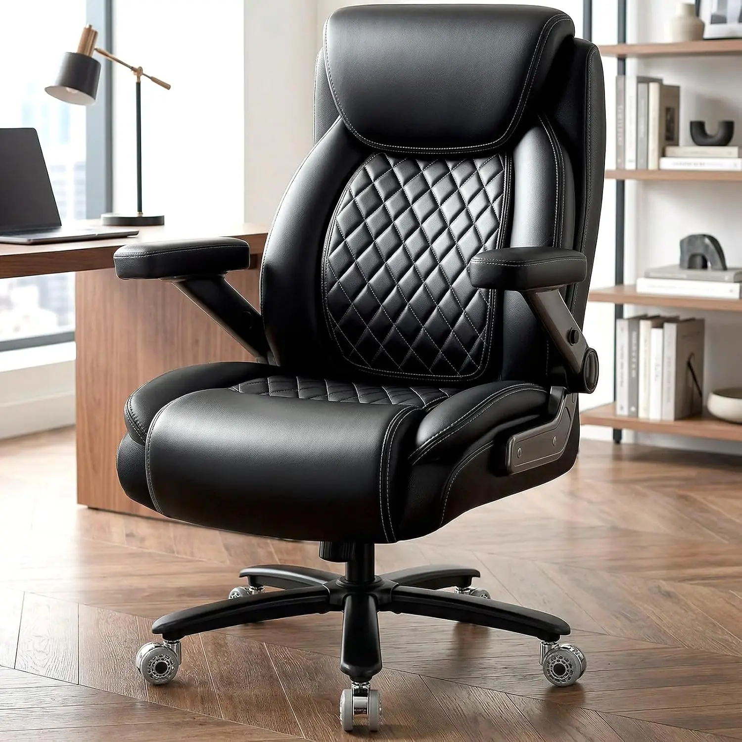 Big and Tall Office Chair with 5D Flip Arms and Thick Pocket Spring Cushion,Extra Wide Heavy Duty Office, Customized