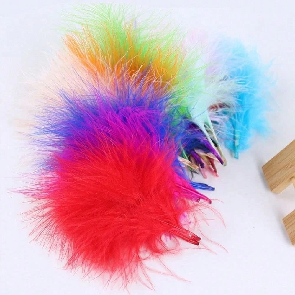 100PCS Blue Fluffy Turkey Marabou Feathers 6-12cm Natural Feather for Clothes Jewelry Making Wedding Decoration Handicraft